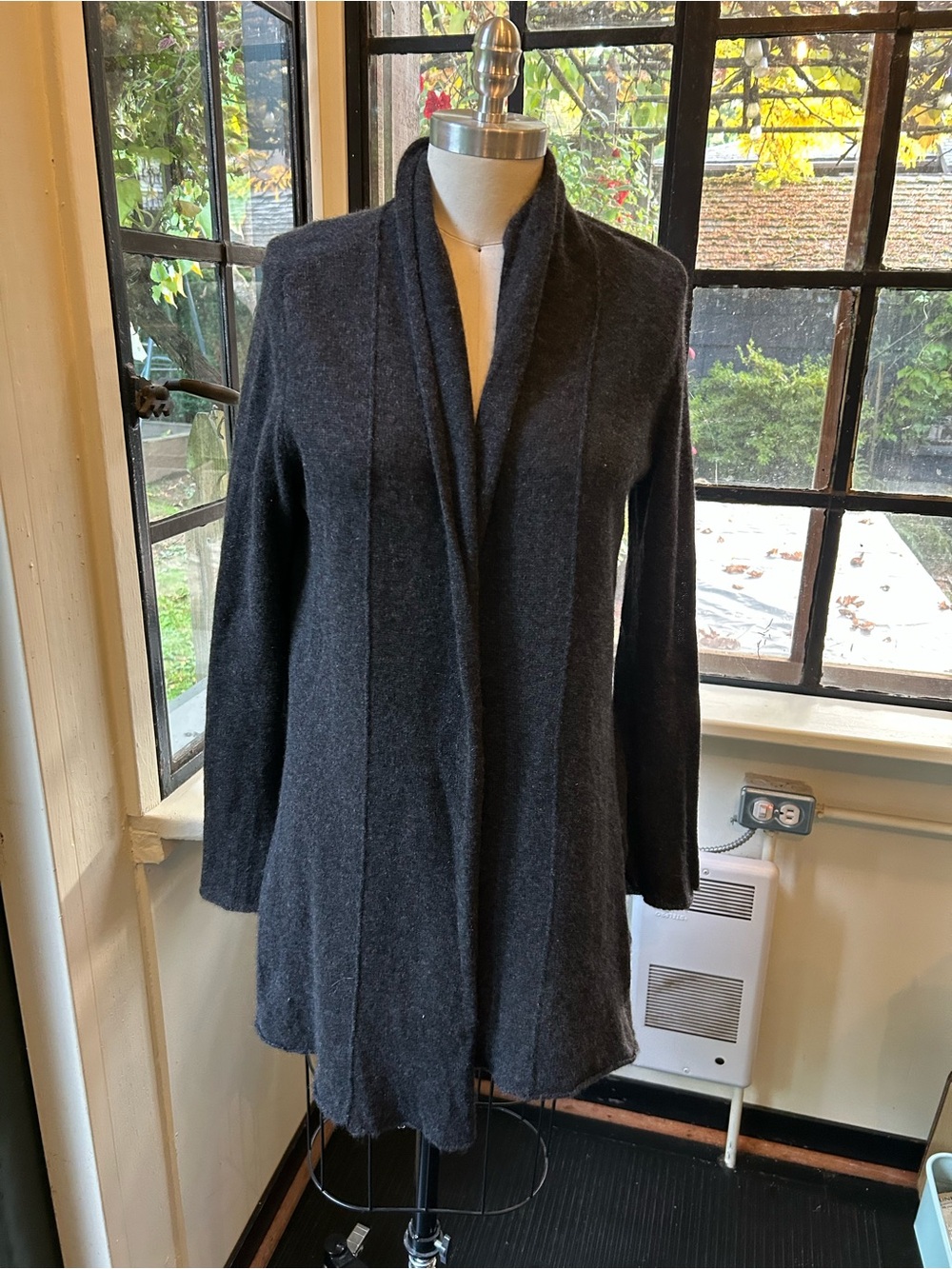 Cynthia Rowley Charcoal Gray Open-Front Trench Coat